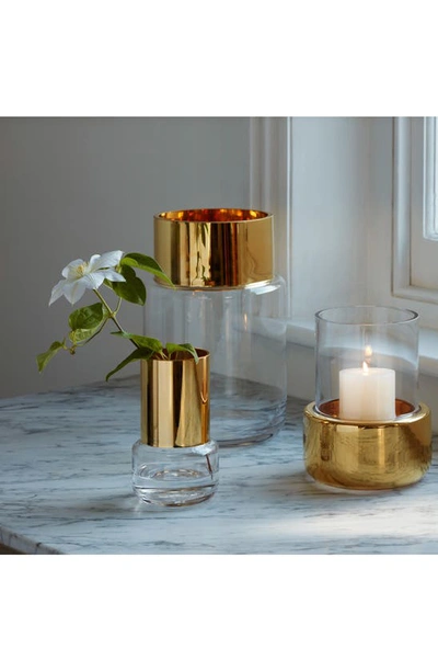 Shop Lsa Aurum Tealight/vase In Clear/ Gold