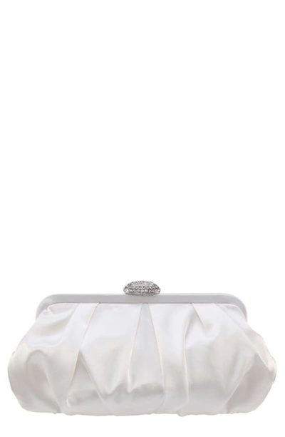 Shop Nina Concord Pleated Satin Frame Clutch In Ivory