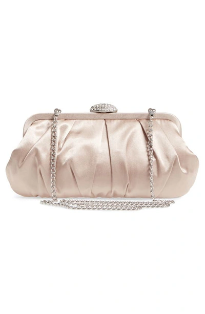Shop Nina Concord Pleated Satin Frame Clutch In Champagne Satin