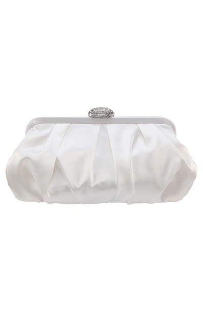 Shop Nina Concord Pleated Satin Frame Clutch In Ivory