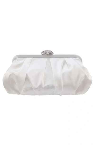 Nina Concord Pleated Satin Frame Clutch In Ivory