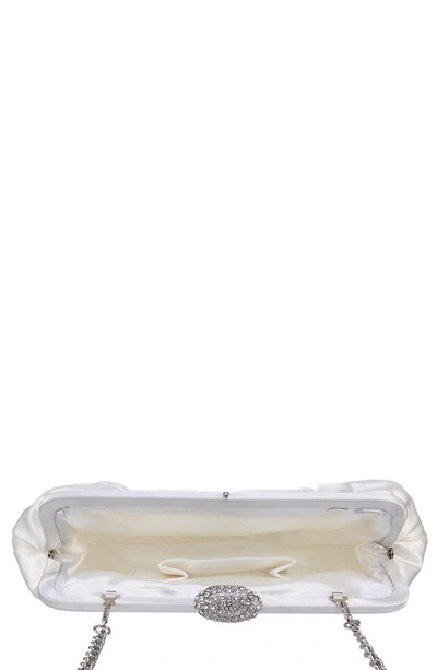 Nina Concord Pleated Satin Frame Clutch In Ivory