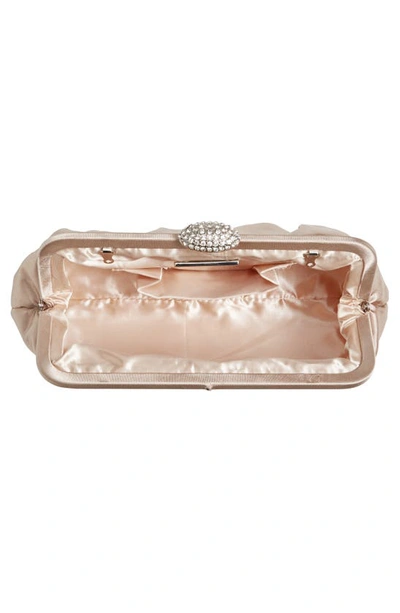 Nina Concord Pleated Satin Frame Clutch In Champagne Satin