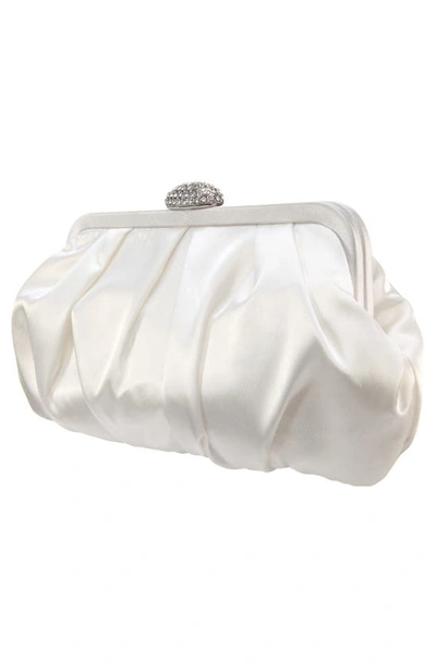 Shop Nina Concord Pleated Satin Frame Clutch In Ivory
