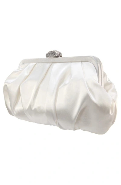 Nina Concord Pleated Satin Frame Clutch In Ivory
