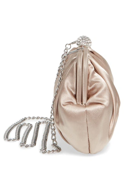 Nina Concord Pleated Satin Frame Clutch In Champagne Satin