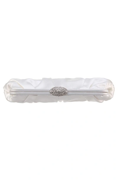 Nina Concord Pleated Satin Frame Clutch In Ivory