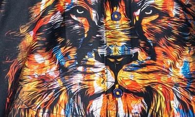 Maceoo Fibonacci Lion Ink Regular Fit Cotton Button-up Shirt In Black