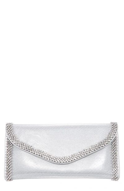 Shop Nina Crystal Trim Envelope Clutch In True Silver