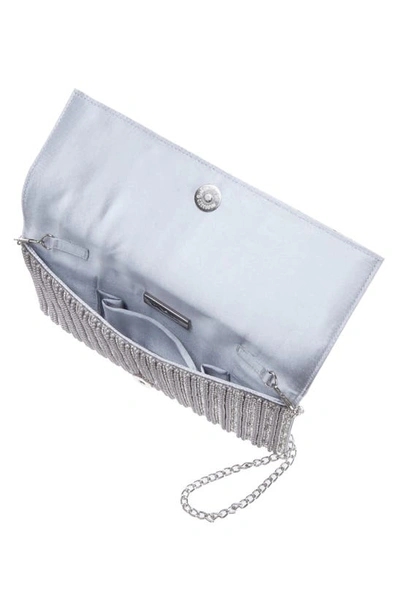 Shop Nina Crystal & Imitation Pearl Embellished Clutch In Soft Grey