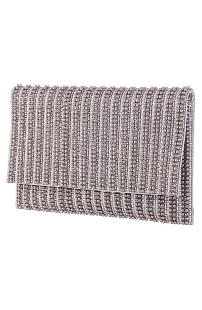 Shop Nina Crystal & Imitation Pearl Embellished Clutch In Soft Grey