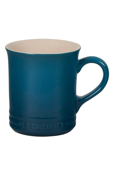 Shop Le Creuset 14-ounce Stoneware Mug In Deep Teal