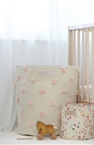 Shop Pehr Pompom Canvas Hamper In Blush