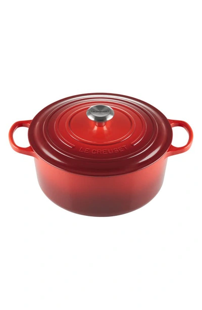 Shop Le Creuset Signature 7 1/4-quart Round Enamel Cast Iron Dutch Oven In Cerise