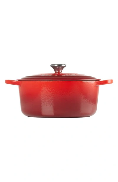 Shop Le Creuset Signature 7 1/4-quart Round Enamel Cast Iron Dutch Oven In Cerise