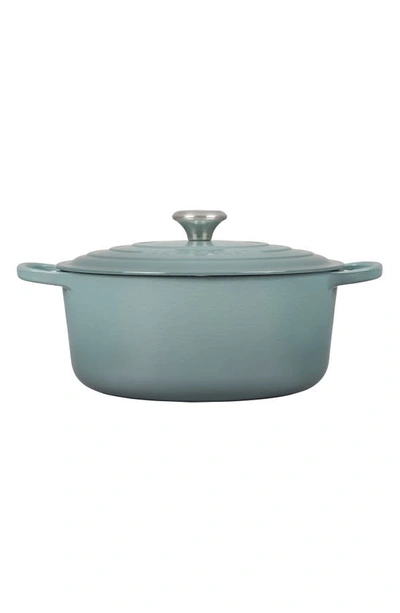 Shop Le Creuset Signature 7 1/4-quart Round Enamel Cast Iron Dutch Oven In Sea Salt