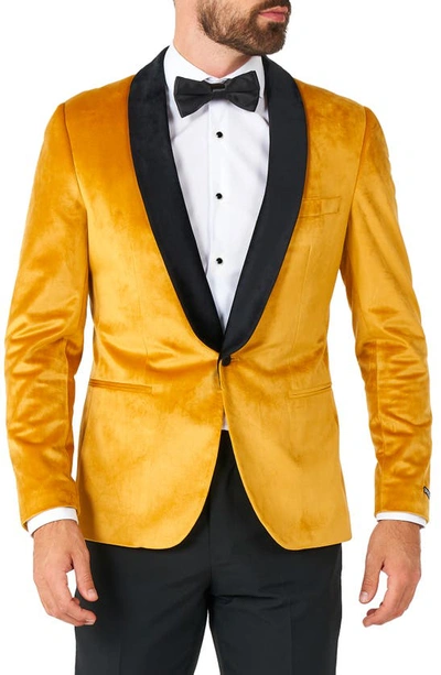 Shop Opposuits Deluxe Gold Velvet Dinner Jacket In Yellow