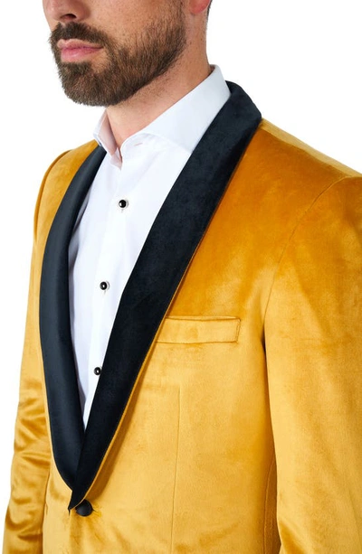 Shop Opposuits Deluxe Gold Velvet Dinner Jacket In Yellow