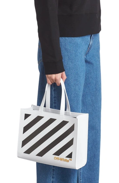 Shop Off-white Diag 28 Hybrid Shopper/tote Bag In White Black