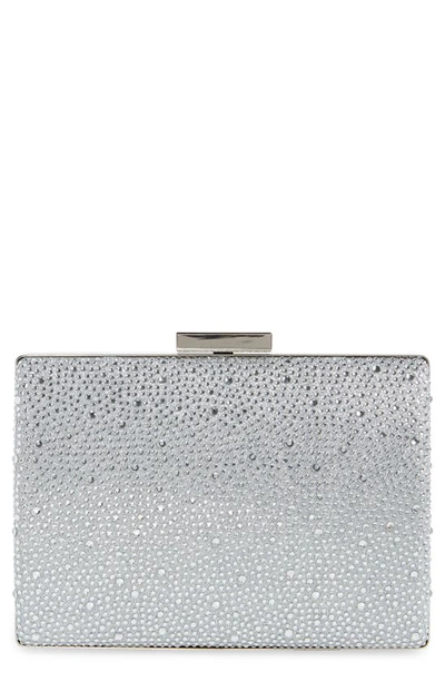 Shop Olga Berg Gabby Metallic Hot Fix Crystal Clutch In Silver