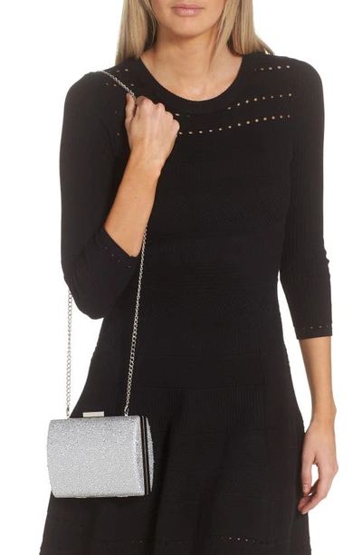 Olga Berg Gabby Metallic Hot Fix Crystal Clutch In Silver