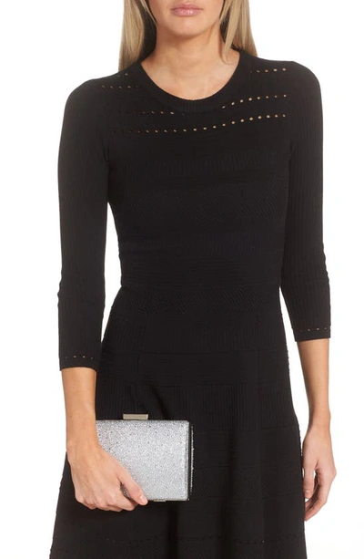 Olga Berg Gabby Metallic Hot Fix Crystal Clutch In Silver