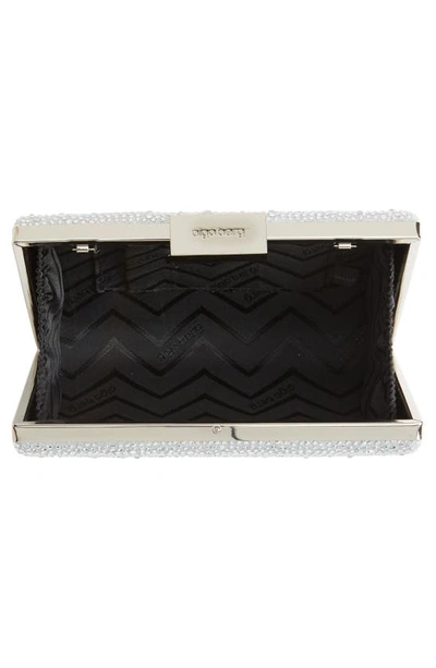 Olga Berg Gabby Metallic Hot Fix Crystal Clutch In Silver
