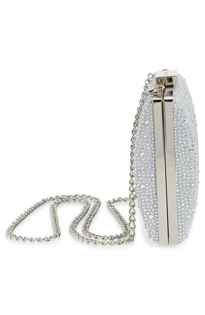 Shop Olga Berg Gabby Metallic Hot Fix Crystal Clutch In Silver