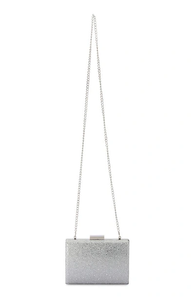 Olga Berg Gabby Metallic Hot Fix Crystal Clutch In Silver