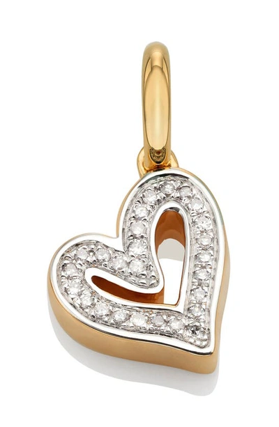Shop Monica Vinader Alphabet Heart Diamond Pendant Charm In Yellow Gold