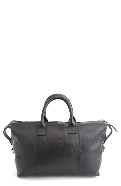 Shop Royce New York Personalized Leather Duffle Bag In Black- Silver Foil