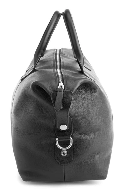 Shop Royce New York Personalized Leather Duffle Bag In Black- Silver Foil