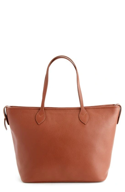 Royce New York Personalized Leather Tote With Wristlet In Tan - Deboss