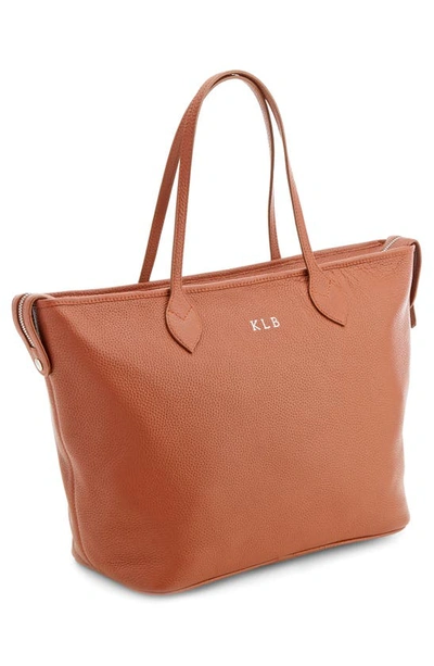 Royce New York Personalized Leather Tote With Wristlet In Tan - Deboss