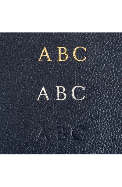 Royce New York Personalized Leather Tote With Wristlet In Navy Blue - Deboss