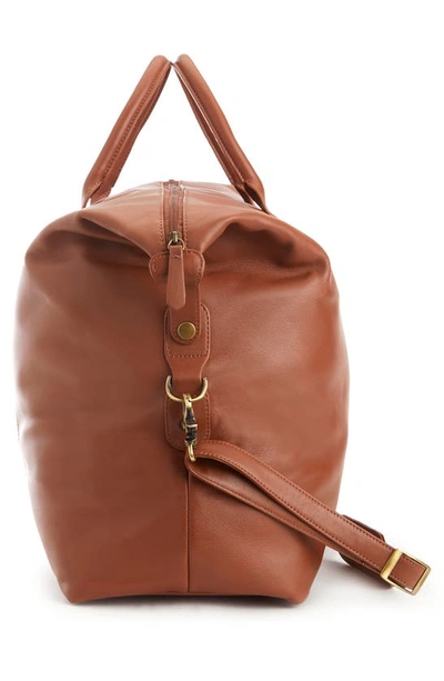 Shop Royce New York Personalized Weekend Leather Duffle Bag In Tan- Deboss