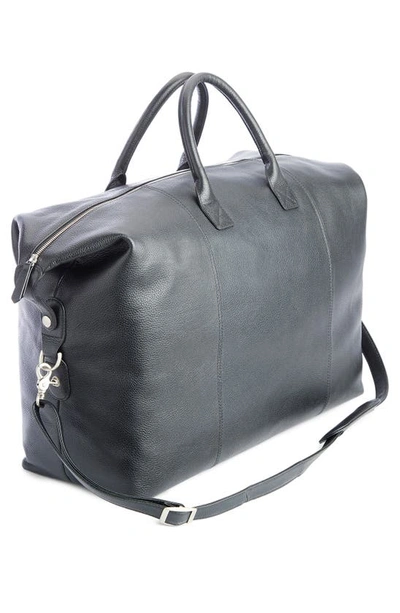 Royce New York Personalized Weekend Leather Duffle Bag In Black- Deboss