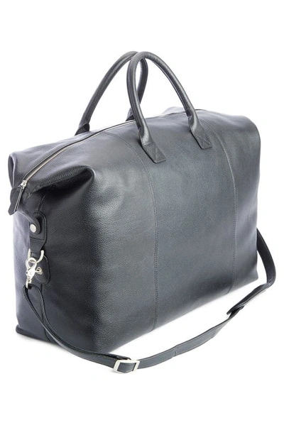 Shop Royce New York Personalized Weekend Leather Duffle Bag In Black- Silver Foil