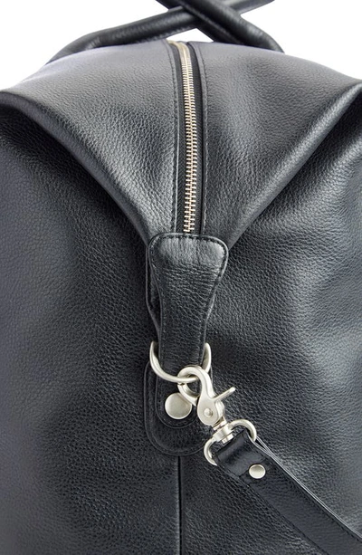 Royce New York Personalized Weekend Leather Duffle Bag In Black- Silver Foil
