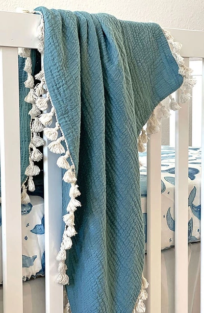 Shop Crane Baby Muslin Blanket In Blue