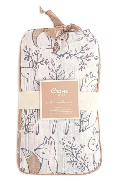 Crane Baby 2-pack Assorted Swaddle Blankets In Beige