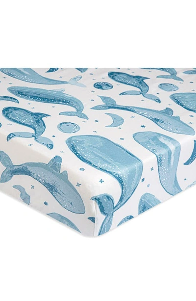 Crane Baby Fitted Crib Sheet In Blue Whale