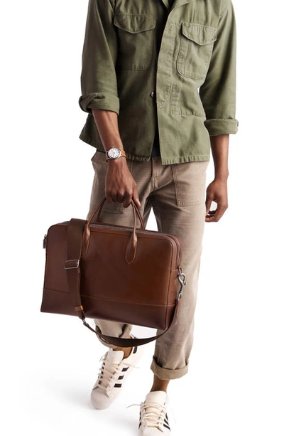 Shop Shinola Canfield Brief Leather Messenger Bag In Medium Brown