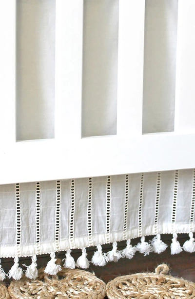 Crane Baby Tassel Trim Crib Skirt In White
