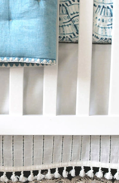 Crane Baby Tassel Trim Crib Skirt In White