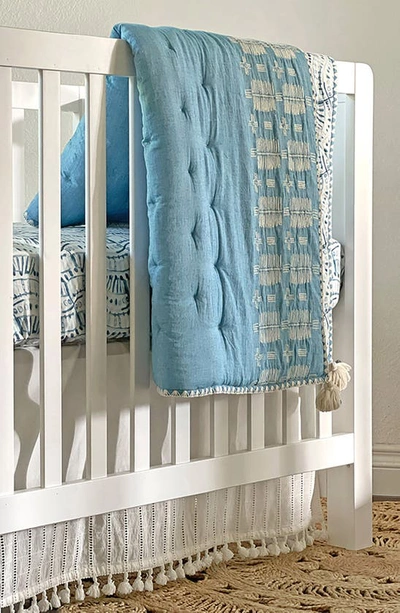 Crane Baby Tassel Trim Crib Skirt In White
