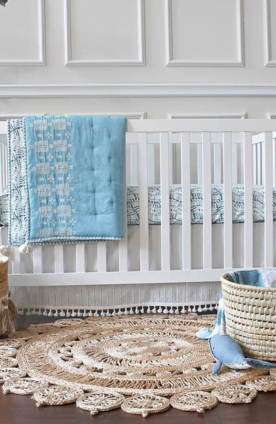 Crane Baby Tassel Trim Crib Skirt In White