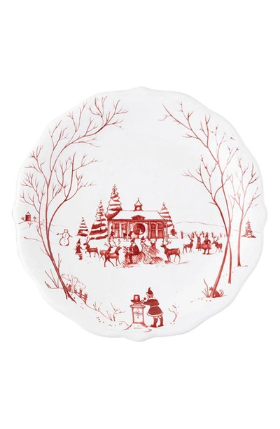 Juliska Country Estate Winter Frolic Ruby Mr And Mrs Claus Party Plates In Ruby