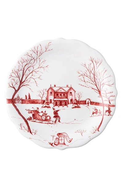 Juliska Country Estate Winter Frolic Ruby Mr And Mrs Claus Party Plates In Ruby
