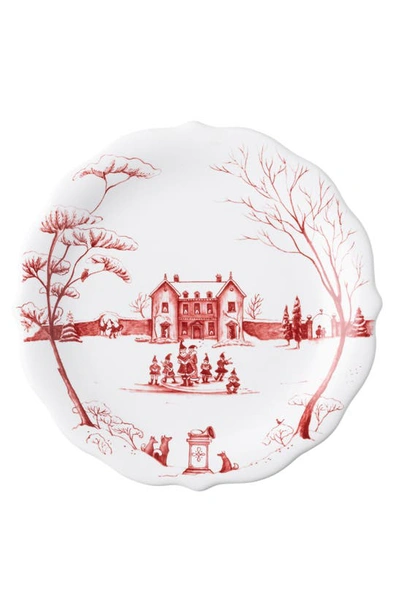 Juliska Country Estate Winter Frolic Ruby Mr And Mrs Claus Party Plates In Ruby